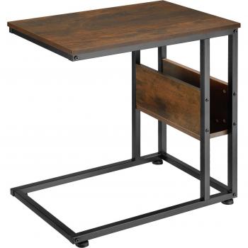 Mesa auxiliar Wigan 55 x 36,5 x 60 cm - moderna mesa auxiliar de estilo industrial con estante resistente y amplio compartimento lateral, robustos tableros de MDF imitación madera