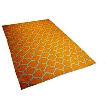 Alfombra Reversible Amarilla 140 x 200 cm Aksu para Interior y Exterior, Diseño Marroquí
