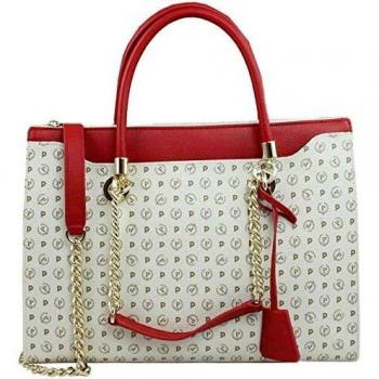 BORSA DONNA POLLINI SATCHEL BAG TAPIRO AVORIO/ROSSO TE8422 CO