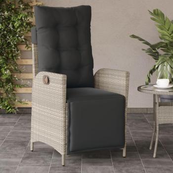 Reposapiés de jardín para silla reclinable de Polyrattan gris claro