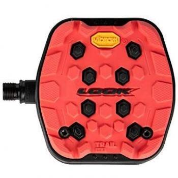 Pedales Look Trail Grip Rojo con Suela Vibram y Diseño Plano