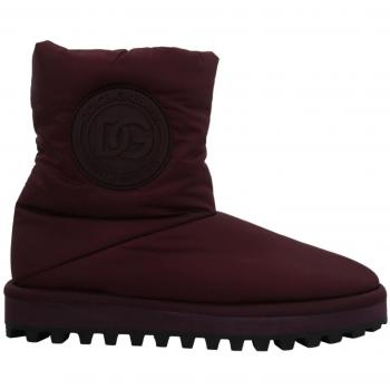 Dolce & Gabbana Bordeaux Nylon Boots Padded Mid Shoes - EU44/US11, Winter Boots, male, Brown, Size: 11 US