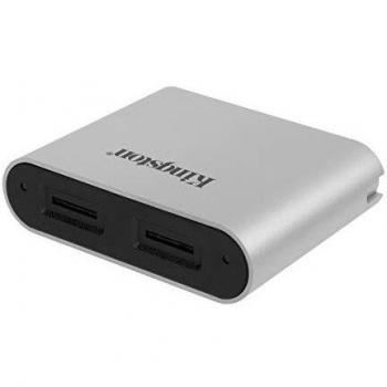 Lector de Tarjetas microSD Kingston Technology Workflow con USB 3.2 Gen 1 (3.1 Gen 1) Type-C en Negro y Plata