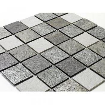 Mosaico Mixto de Resina y Piedra 100 x 50 cm - 5 x 5 cm Blanco