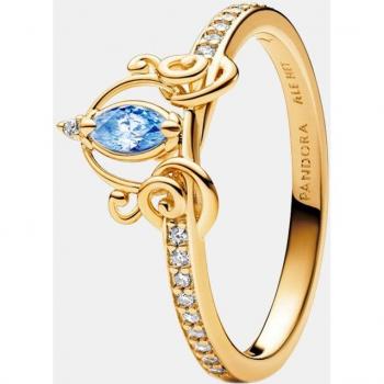 Anillo Carroza de La Cenicienta de Disney Pandora con Circonitas Cúbicas Azules - Talla 60