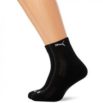 Puma Cushioned Quarter, Pack de 2 Calcetines, Negro, 35-38