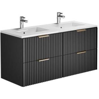 Mueble de baño flotante negro con lavabo empotrado - 120 cm - ZEVARA