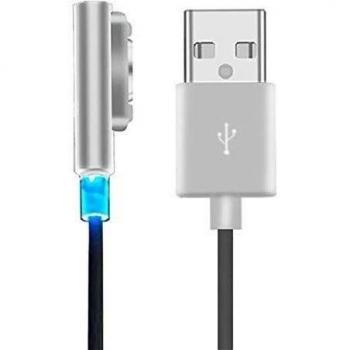 MP power ® Plata metal Magnético USB carga cable cargador con indicador LED para Sony Xperia Z3 , Sony Xperia Z3 Compact , Sony Xperia Z2, Sony Xperia Z1 , Sony Xperia Z Ultra XL39h , Sony Xperia Z1 compact