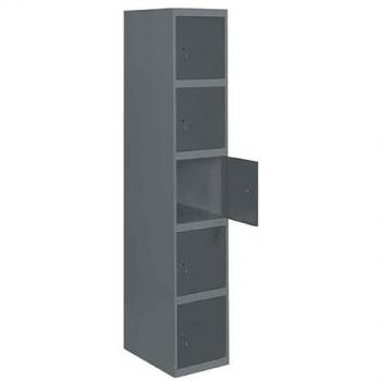 Taquilla Vestuario Metálica SimonRack, 5 Puertas, Incluye Llave, Dimensiones 1800x300x500 mm, Color Antracita