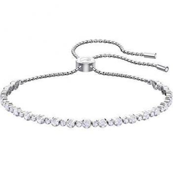 Swarovski Women's Subtle Bracelet Brilliant White Crystals with Rhodium Plated Metal Chain Adjustable Bolo Closure Swarovski Subtle Collection