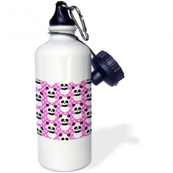 3dRose WB _ 26434 _ 1, diseño de oso panda con rosa lunares deportes botella de agua, 21 oz, blanco