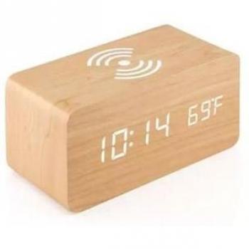 Reloj Despertador Cargador Inalámbrico Qi - Color Crema