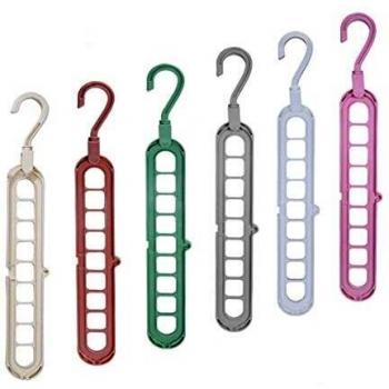 Perchas de Armario para Ahorro de Espacio de Almacenamiento, Abertura en Forma de S, Gancho Giratorio 360º,mágico Organizador de Ropa, Colores al Azar, 6 Unidades
