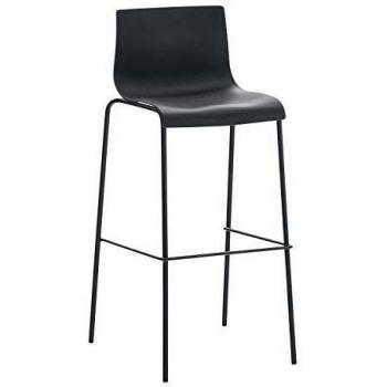 Taburete Alto Diseño Hover de Polipropileno con Base de 4 Pies y Apoyapiés Negro