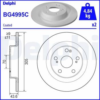 Disco de freno DELPHI BG4995C, completo, 2 piezas