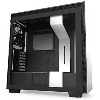 NZXT H710 Caja PC Gaming Semitorre ATX, Panel frontal E/S Puerto USB de Tipo C, Panel Lateral de Cristal Templado de Apertura Rápida, Preparado para Refrigeración Líquida, Blanco/Negro