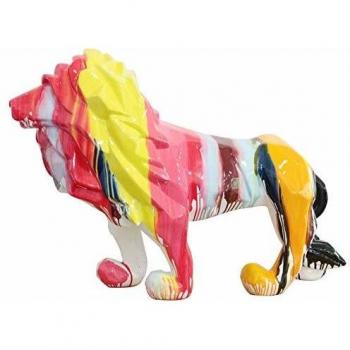 Figura Decorativa León de Poliresina Multicolor Kuatéh 105x39x71 cm