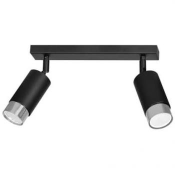 Lámpara de Techo Hiro, Acero Negro y Cromo, 30x19x6 cm