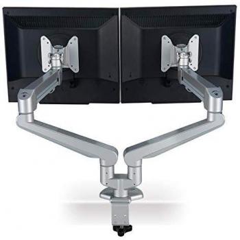 Soporte Doble de Monitor LCD Roline con Brazo Ajustable, Inclinable y Rotatorio, Montaje en Mesa, Gas a Presión, Capacidad hasta 16 kg
