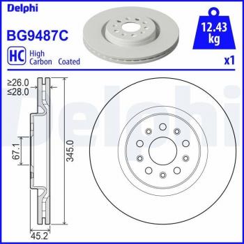 Disco de freno ventilado DELPHI BG9487C para MASERATI Ghibli III y Quattroporte VI