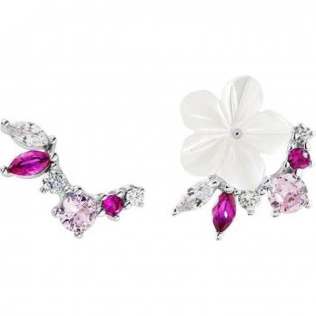 Pendientes asimétricos Earcandy Pink Bouquet de Plata de Ley 925