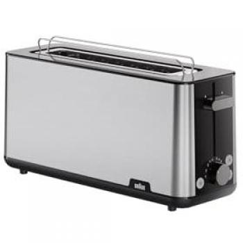 Tostador Braun PurShine HT1610BK - 2 Rebanadas, 1030 W, Negro y Acero Inoxidable