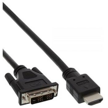 Adaptador HDMI a DVI 1.5m, Conector macho HDMI a conector macho DVI 18+1, Resolución 1920x1080@60Hz, Color negro
