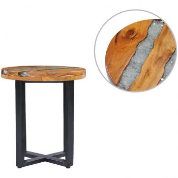 vidaXL Coffee Table 40x45 cm Solid Teak Wood and Polyresin