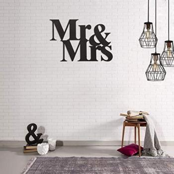 Decoración de Pared Metal Mr & Mrs Negra