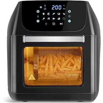Aigostar Owen - Freidora de aire Multifunción, 1500W, 12 litros capacidad, 9 modos preconfigurados. Horno de aire con pantalla LED táctil. Incluye 6 accesorios. Sistema rotatorio.