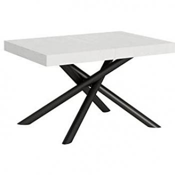 Mesa extensible Famas 90x130/234 cm con estructura de Fresno Blanco y acabado Antracita