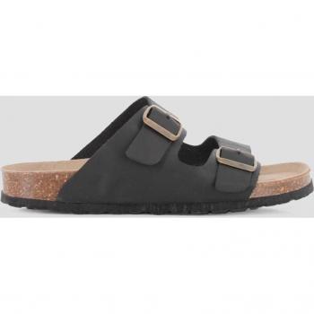 Sandalias planas de mujer de piel con dos hebillas