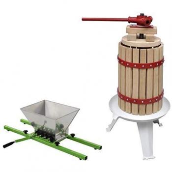 vidaXL Conjunto de Prensa y Trituradora de Frutas y Vinos 2 Piezas Artesanía Productos Elaborar Cerveza Vino Casero Resistente al Óxido Duradera