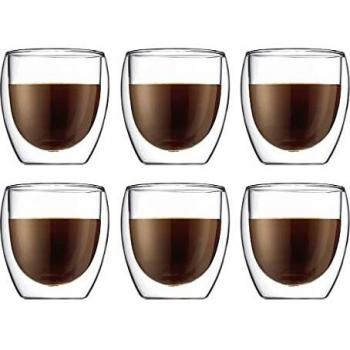 Bodum Pavina -Set de 6 vasos térmicos, 25 cl, cristal borosilicato, transparentes