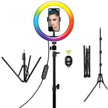 Muvit Soporte con tripode 1,6M con Anillo de luz 10 26 Colores
