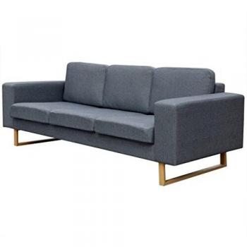 vidaXL Sofá de 3 Plazas Tela de Color Gris Claro Tamaño Total 200 x 82 x 76 cm