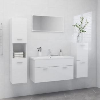 Conjunto de muebles de baño en madera de ingeniería blanca brillante Dia e Noite