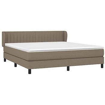 Cama Box Spring con Colchón Tapizado de Muelles Ensacados 160x200 cm en Tela Gris Taupe
