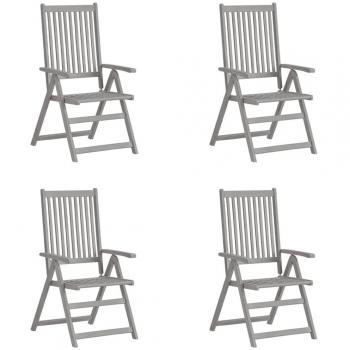 vidaXL Garden Reclining Chairs 4 pcs Grey Solid Acacia Wood