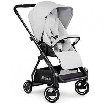 Silla deportiva Hauck 335109 Apollo con cubrepies, giratorio, hasta 25 kg, reflectores, manillar ajustable en altura, plegado compacto, compatible con capazo y grupo 0+ para bebés - Gris