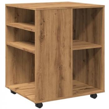 Armario con ruedas de madera ingeniería roble artesanal 60x53x72cm Marrón
