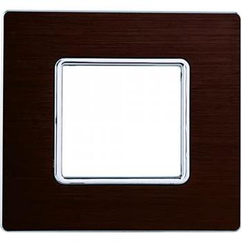 Placa de Aluminio 2 Módulos Color Bronce Satinado Serie Solar Compatible con BTicino Matix