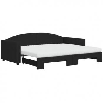 Sofá cama nido con colchón tela negro 90x200 cm