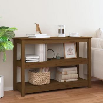 Mesa consola de madera maciza de pino 110x40x74 cm en color Natural, Blanco y Gris - Mesa de sofá, Mesa de Entrada para Salón, Consola de Entrada, Mueble Recibidor, Mesita y Mesa