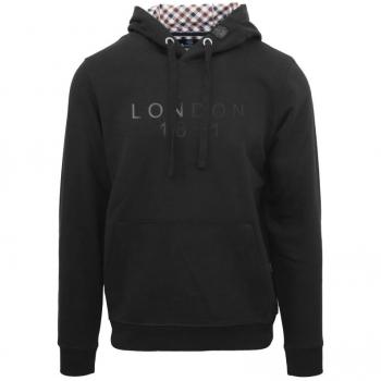 Aquascutum Bold London 1851 Black Cotton Hoodie for Men - Outlet Price