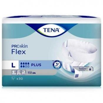 TENA FLEX PLUS LARGE - Pañal absorbente para adultos, tamaño grande, paquete de 30 unidades, con sistema de ajuste flexible, alta capacidad de absorción, diseño discreto y cómodo, ideal para incontinencia moderada a sever
