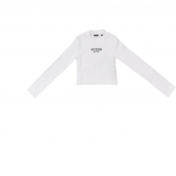 Guess Kids White Ribbed Stretch T-Shirt