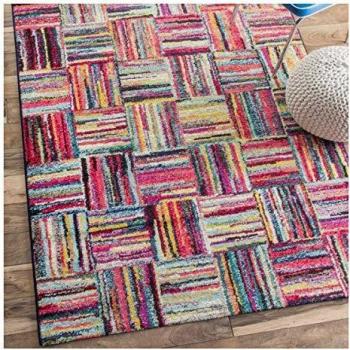 Alfombra moderna de comedor 240x340 cm multicolor con diseño geométrico en polipropileno