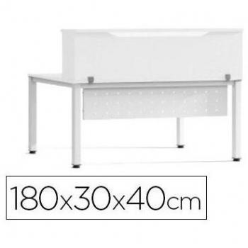 Mostrador de altillo rocada válido para mesas work metal executive 180x30x40 cm acabado aw04 blanco/blanco
