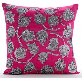 The HomeCentric Rosado Fundas De Almohada, Lentejuelas Flor Del Tulipan Cubierta De Almohadas, 50x50 cm Funda De Almohada, Arte Deco Cubierta De Cojines Decorativos, Sedala Seda Cubierta - Tulip Twirl